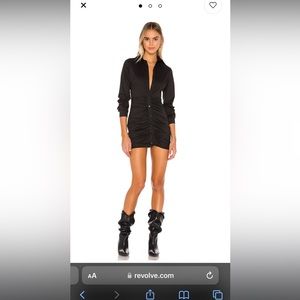 Revolve Colette Ruched Shirt Dress in Black